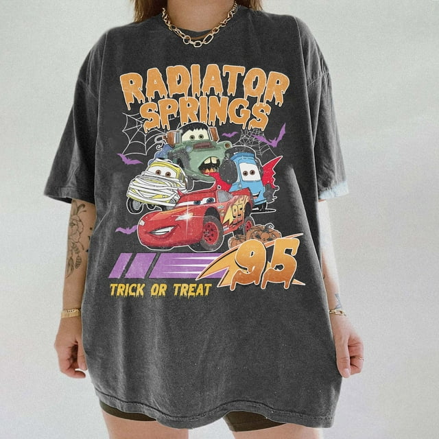 Vintage Radiator Spring Car Movie Halloween Shirt, Lightning McQueen Halloween Shirt, Disn - Pepper - 2XL