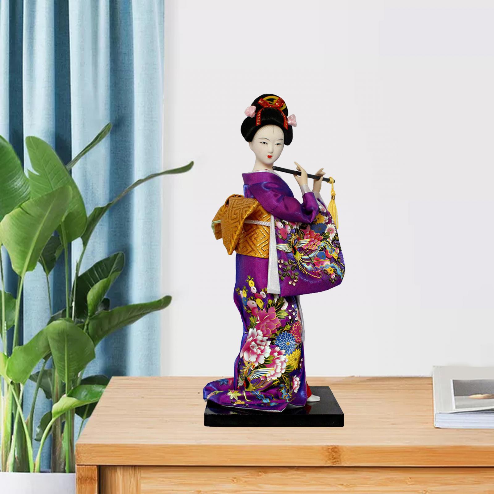 Statuettes Geisha Japonaises En Résine - Lot De 4 Figurines Kimono Décoratives (15.5cm) Pour Bureau, Maison