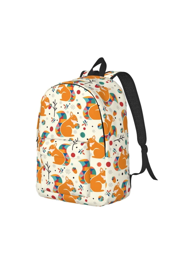 Travel Laptop Backpack - Colorful Cartoon Cute Squirrel Lightweight Canvas Backpack, Wear Resistant Computer Backpack Bag Fit {sizeName} Laptop for Men Women with Adjustable Padded Shoulder Straps