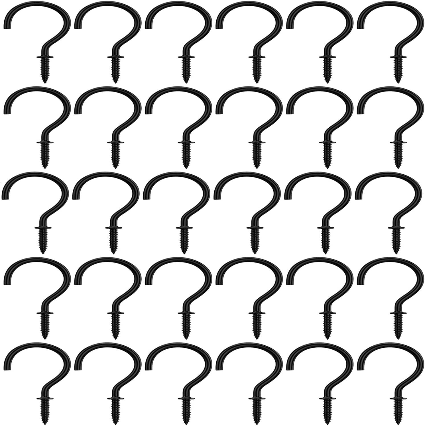 Black 120 Pcs 1 Inch Metal Cup Hooks Ceiling Screw Hooks for Attachment