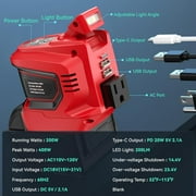 200W Portable Power Inverter for DeWALT 20V, Outdoor Generato Battery Converter with 2 USB&LED&AC Battery Powered Outlet,Convert DC 18V/20V to AC 110V-120V Portable Power Station(Tool Only)