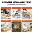 thumbnail image 5 of VEVOR Bamboo Bed Tray Table with Foldable Legs for Eating and Working 19.8*11.8inch+1piece set+Media partition, 5 of 5