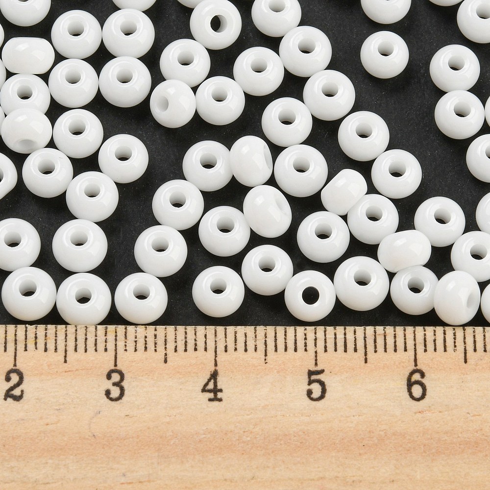 1 Pound Imitation Jade 3/0 Glass Seed Beads Luster Baking Paint Round White 5.5x3.5mm Hole: 1.5mm