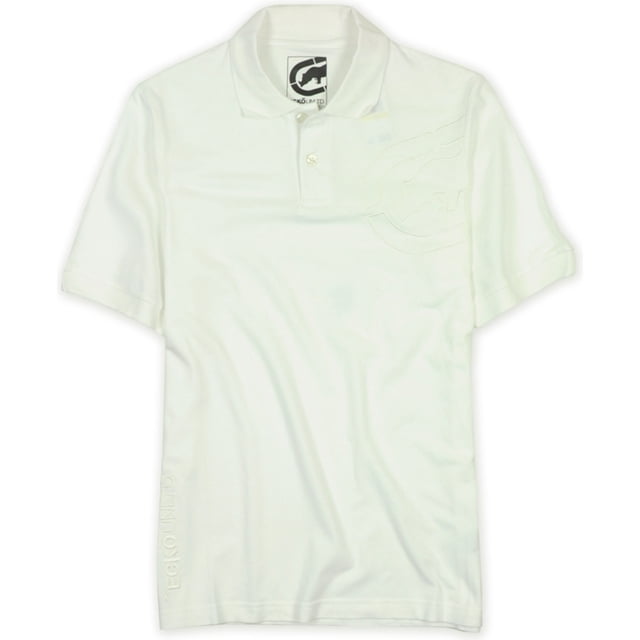 Ecko Unltd. Polo de rugby con logo bordado Core Rhino para hombre, blanco, pequeño