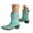 Blue, variant on Cowboy Boots for Women Elegant Floral Embroidery Dressy Cowgirl Boots Chunky Heel Pull on Tall Booties