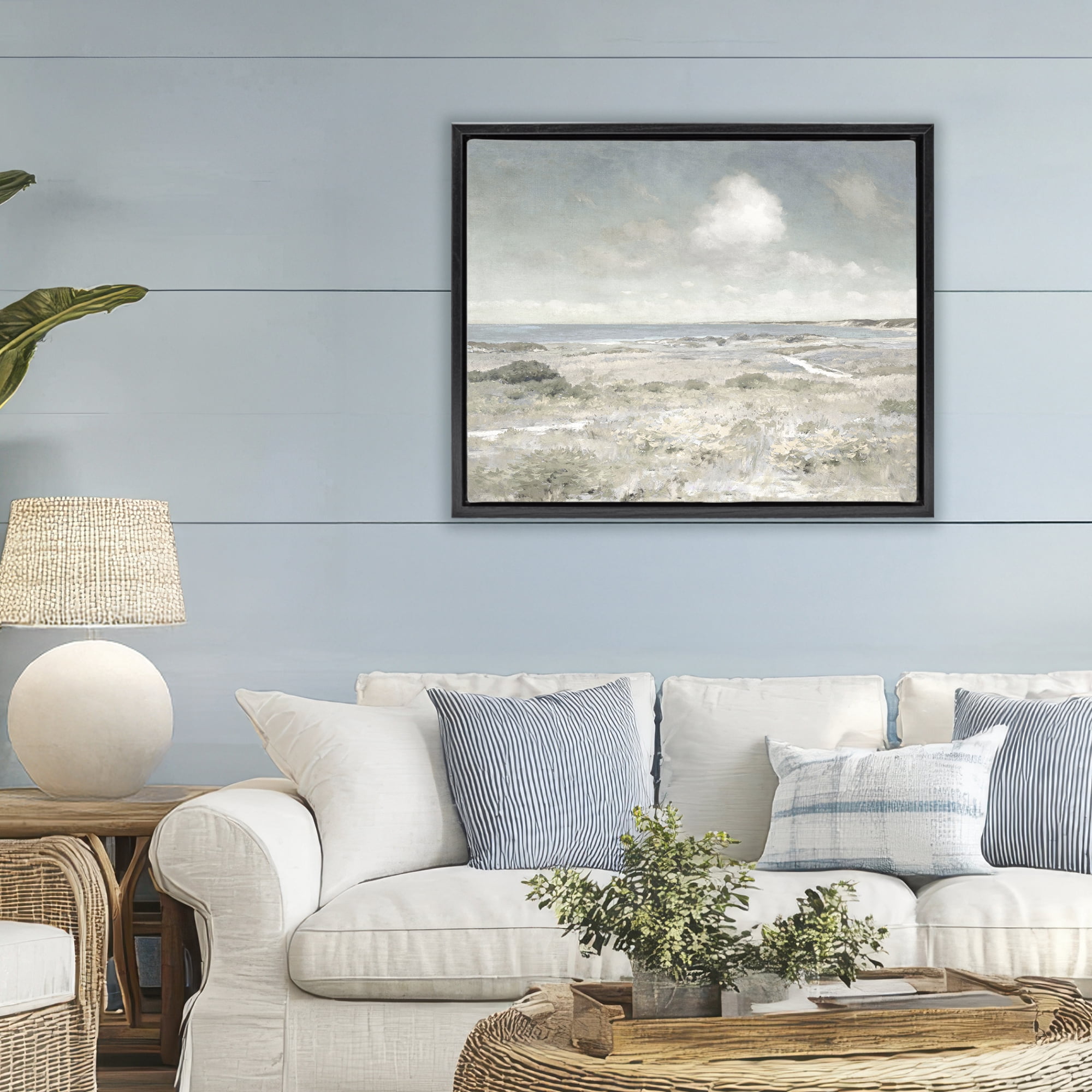 Stupell Industries By The Shore Neutrals Black Framed Floater Canvas Wall Art, design by Christy McKee