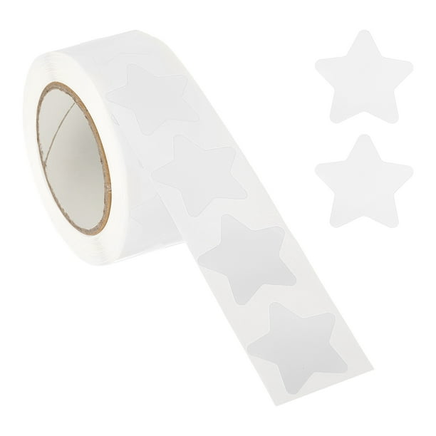 Etiquetas de Estrella Uxcell Rollo Autoadhesivas Etiquetas de Recompensa para Suministros de Maestros de Aula y Manualidades DIY Blanco 1"