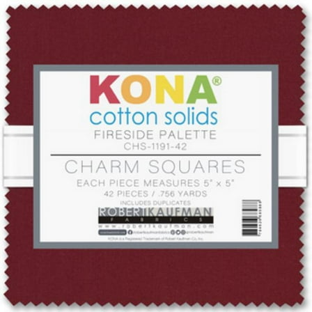 5" Charm Pack Squares - Kona Cotton Solids Fireside Palette Robert Kaufman Fabric Bundle Quilters Cotton Precuts (CHS-1191-42) M201.17