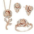 thumbnail image 2 of Rings for Women 1Set Fashion Rose Crystal Jewelry Sets Earring Pedant Necklace Ring for Women Rose Gold Wedding Anniversary Valentines Gift Size 9 Valentine's Day Gifts, 2 of 8