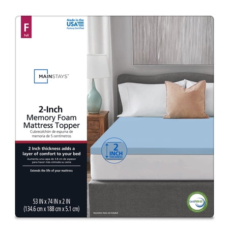 MAINSTAYS 2″ MEMORY FOAM MATTRESS TOPPER, FULL