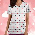 thumbnail image 1 of TIMIFIS Blouse Noire pour Femmes, Manches Courtes, Col en V, Imprimée, Décontractée, avec Poches-Noir, 1 of 5