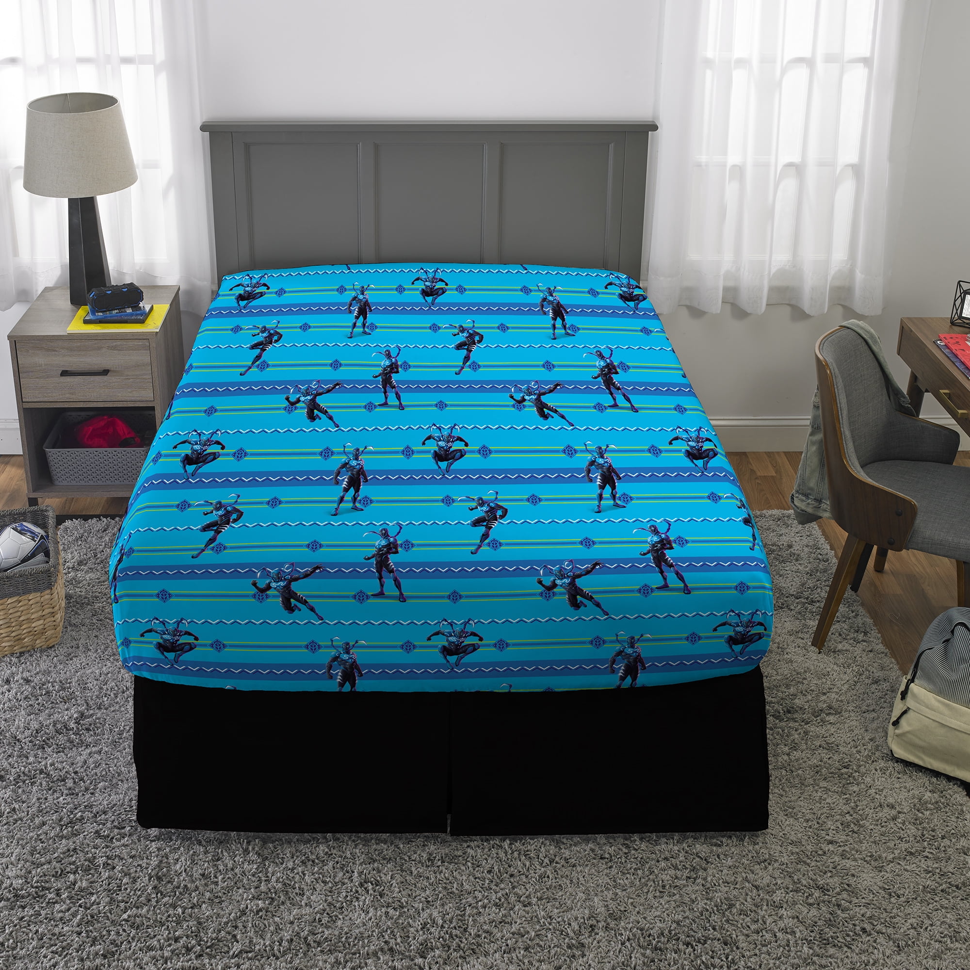 Blue Beetle Kids Full Bed-in-a-Bag, Comforter and Sheets, Blue, Warner Brothers