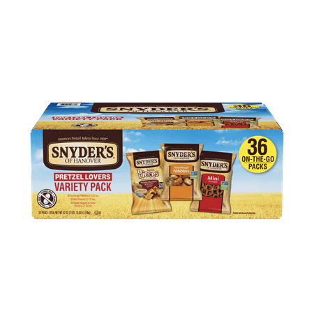 Snyder's of Hanover Pretzel Lovers Variety Pack, Three Flavors, Single-Serve 36