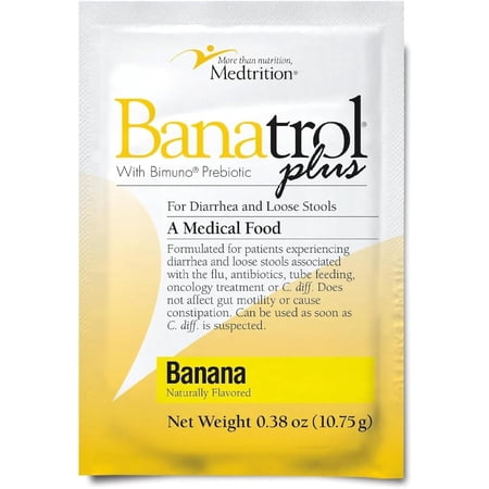 Medtrition Banatrol Natural Anti-Diarrheal with Prebiotics, Relief from Chronic Diarrhea, IBS, Recurring Diarrhea, Clinically Supported Medical Food, Non-Constipating, 75 Servings (Banana)