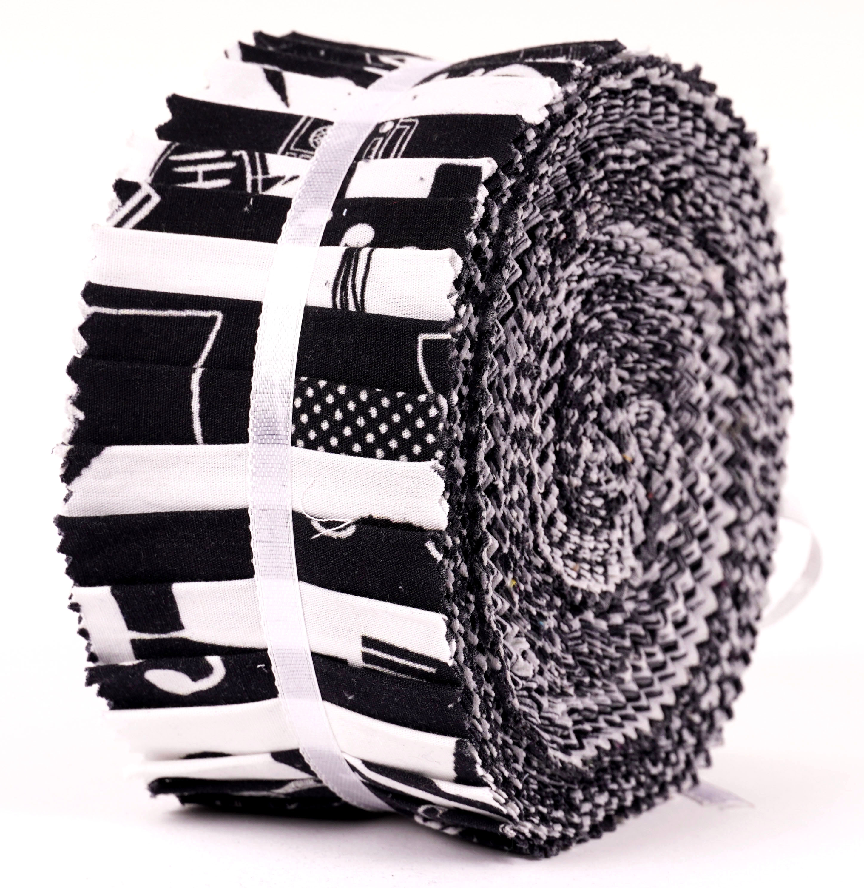 Soimoi 40Pcs Music Print Cotton Precut Fabrics For Quilting Craft Strips 2.5x42inches Jelly Roll - White & Black