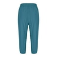 thumbnail image 6 of QATAINLAV Capri Pants for Women Summer Casual Cotton Linen Elastic High Waisted Drawstring Beach Cropped Pants with Pockets Sky Blue M, 6 of 7