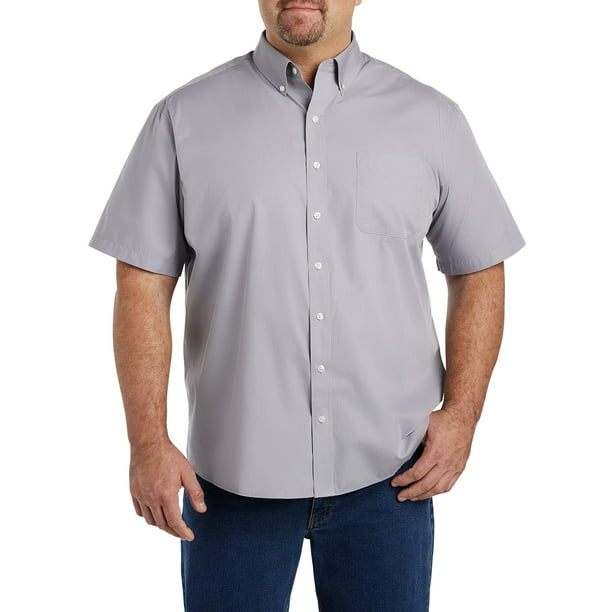 Big and Tall Essentials by DXL Men's Solid Sport Shirt, Grey, 5XLT ...