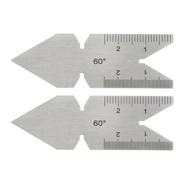 2 Packs Center Gauge 60 Degree Metric Thread Cutting Angle Gauge Stainless Steel, Thread Pitch Increment 0.1/ 0.05mm