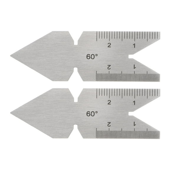 2 Packs Center Gauge 60 Degree Metric Thread Cutting Angle Gauge Stainless Steel, Thread Pitch Increment 0.1/ 0.05mm