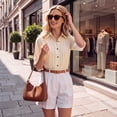 thumbnail image 6 of Womens Striped Button Down Shirts Casual Long Sleeve Collared Blouse Loose Fit Work Office Tops, 6 of 9