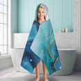 thumbnail image 6 of Blue Gold Marble Pattern Hooded Bath Towel，60"x35" for Ages 3 To 12 Kids, Quick Dry Lightweight Soft Microfiber Hood Beach Towel Cover Up for Kids, 6 of 7