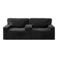 thumbnail image 6 of Leumius 91.7" Boneless Couches for Living Room,Plush Corduroy 3 Seater Sofa with Built-in Cup Holders and Side Storage Pocket,No Assembly,Black, 6 of 12