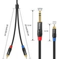 RCA to 1/4 Insert Cable, 6.35mm TRS Male to Dual RCA Audio Y Splitter
