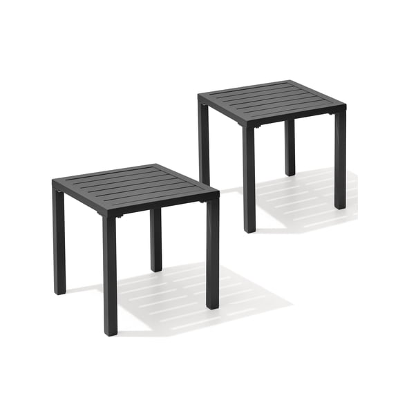 Crestlive Products 15.7" x 15.7" x 15.9" Outdoor Side Table Set of 2, All Weather Aluminum Patio Table Square End Table, White