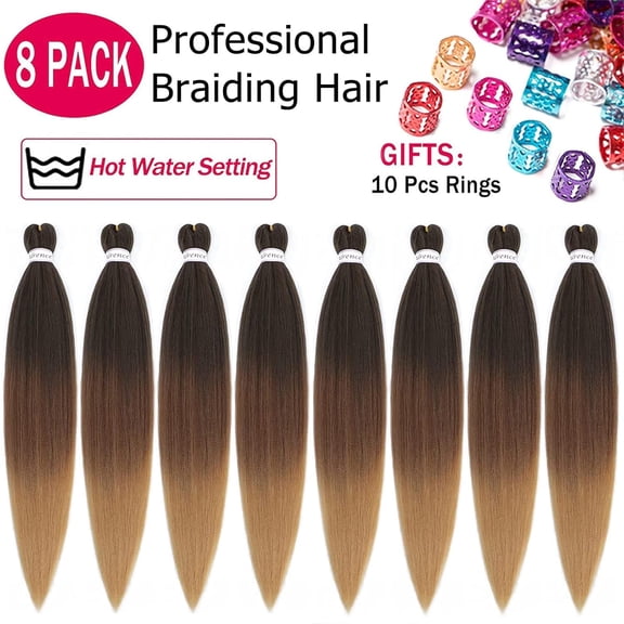 WEIF-Pre Stretched Braiding Hair Long Braid 30 Inch 8 Packs Professional Braiding Hair Extensions Synthetic Crochet Twist Braids (30 Inch, 1B/30/27)