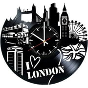 London City Art Vinyl Record Wall Clock - Get Unique Bedroom or livingroom Wall Decor - Gift Ideas for Boys and Girls Perfect Element of The Interior Unique Art