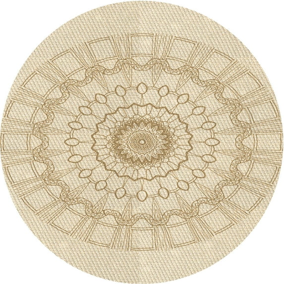 Ahgly Company Indoor Round Patterned Moccasin Beige Area Rugs, 5' Round