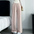 thumbnail image 3 of WIZUTIZ Sweatpants Women Oversized Stylish Relaxed Fit Wide Leg Pants Elastic Stretch High Waist Full Length Dress Pants Solid Flowy Pleated with Pockets Slacks Pants for Teen Girls Swim Clubs Pink, 3 of 3
