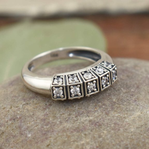heirloom Ring In Silver With Natural zircon ,wedding ring,gifts