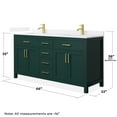 thumbnail image 4 of Beckett 66" Green Double Vanity & White Quartz Top (1-Hole) & Gold Trim, 4 of 5