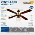 thumbnail image 2 of Ventilador de techo IGOTO V4208 Madera Con 3 Velocidades 102 cm, 2 of 3