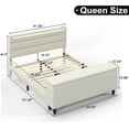 thumbnail image 3 of E-motie Queen Upholstered Bed Frame with Storage Ottoman, Charging Station and LED, Beige Queen Bed, 3 of 11