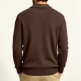 thumbnail image 5 of Men’s Long Sleeve Sweater Open V‑Neck Half Placket Textured Cable Knit Pullover Casual Relaxed Fit Collared Top, 5 of 8