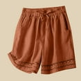 thumbnail image 2 of Cotton Linen Shorts for Women Elastic Waist Drawstring Wide Leg Summer Shorts Solid Casual Loose Comfy Lounge Pants, 2 of 5