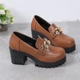 thumbnail image 6 of BXSRUTA Women's Block Heel Loafers Round Toe Slip on Loafers Comfortable Cushioned Insole Vintage Style Chunky Heel Shoes Casual Daily Wear 5cm Heel, 6 of 8