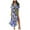 Blue, variant on Womens Summer Wrap Maxi Dress Casual Boho Floral V Neck Short Sleeve Ruffle Hem Split Beach Long Dresses