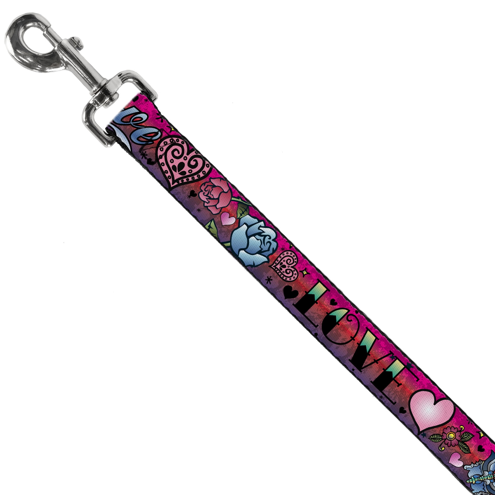 Buckle-Down Pet Leash, Dog Leash, Love Love Pink, 6 Feet Long 1.0 Inch Wide
