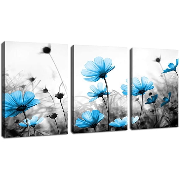 Abstract Wall Art Flowers Canvas Pictures Contemporary Minimalism Abstract Blooms Canvas Artwork for Bedroom Bathroom Living Room Office Wall Decor Framed Ready to Hang