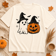thumbnail image 2 of Ghost And Pumpkin Witch Hat Halloween T-Shirt, Spooky Season Graphic Tee, Retro Fall Comfort Colors Shirt, Vintage Pumpkin Ghost Apparel Gift - Ivory, L, 2 of 5