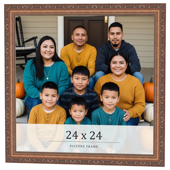 24x24 Frame Gold Solid Wood Picture Frame Width 1.25 Inches | Interior Frame Depth 0.375 Inches |