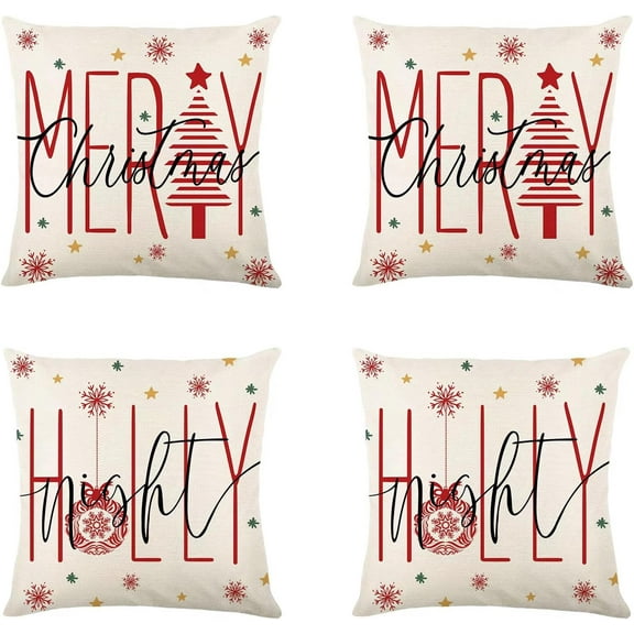 Christmas Pillow Covers 18x18 Set of 4, Winter Snowman Cushion Covers Xmas Throw Pillow Cases Home Sofa Bedroom Living Room Pillows Covers Sofa