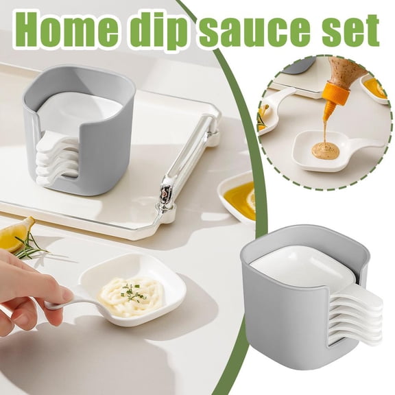 FurNest Dipping Sauce Plate & Holder Set (7counts/Set), Dipping Sauce Plate Se