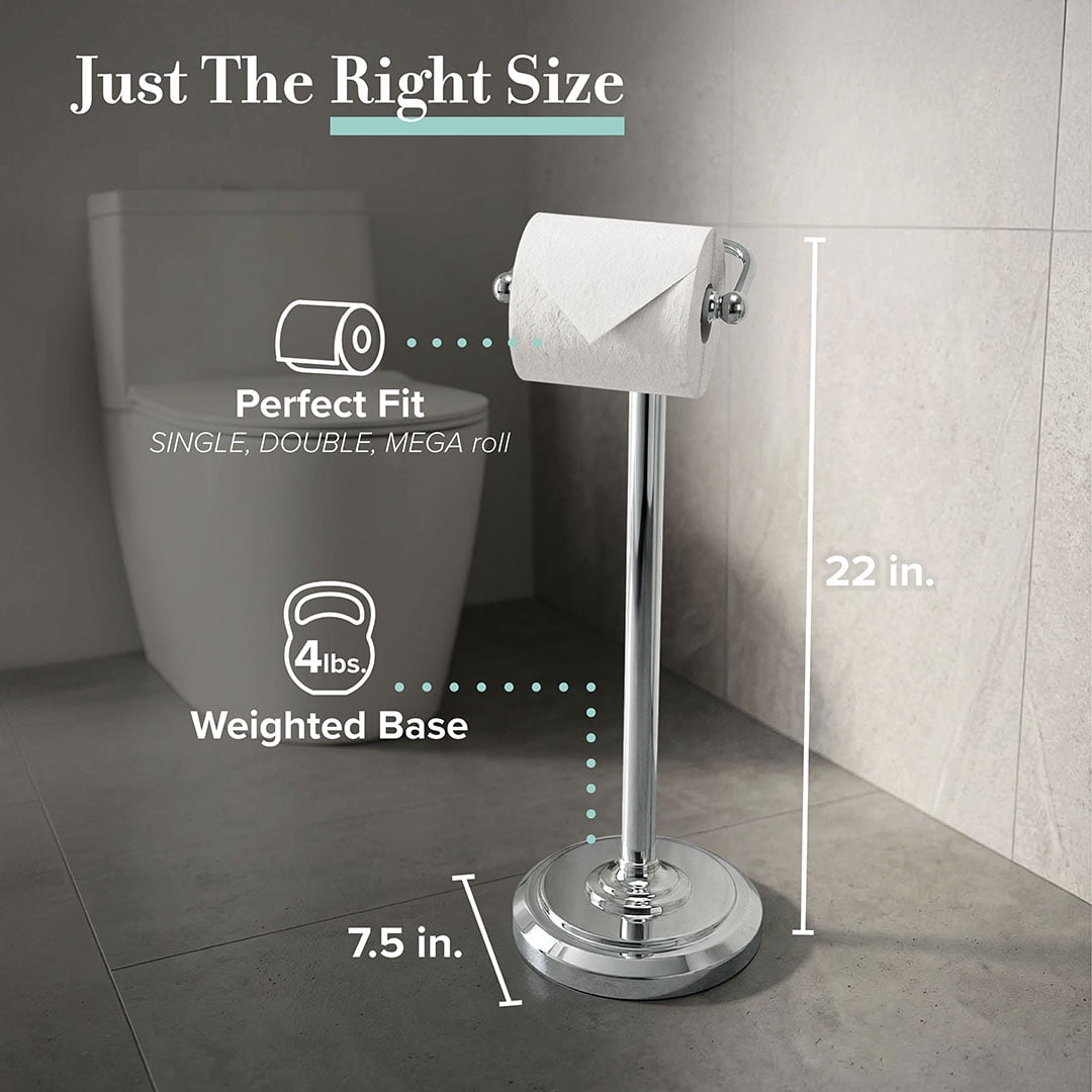 Gatco Freestanding Pedestal Toilet Paper Holder, Chrome