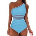 thumbnail image 2 of Roncen Womens Mesh One Piece Swimsuits Ruched Tummy Control Bathing Suit Modest Full Coverage Slimming Swim Suit, 2 of 9