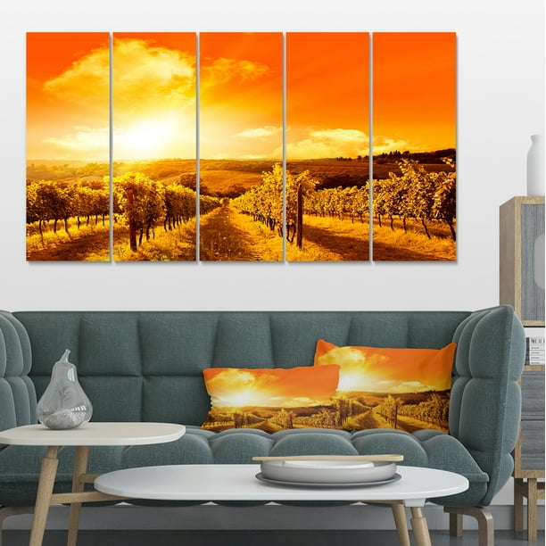 Scenic Sunset Road in Italy Large Landscape Canvas Art