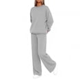thumbnail image 7 of VV AVEORS Sweatsuits Women 2 Piece Outfit Oversized Sweatshirt Matching Wide Leg Sweatpants Y2K Baggy Track Suits Travel Lounge Fashion Sets Gray S, 7 of 7